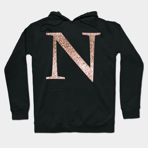 N rose gold glitter monogram letter Hoodie by RoseAesthetic